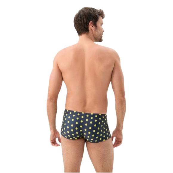 NEW Mr. Turk Sorrento Swim Trunk Tennis Polka Dot Navy Yellow Size Med / 32 - Picture 4 of 12